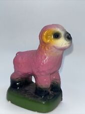Chalkware Baby Lamb Sheep Pink Small Vintage Figurine Small picture