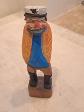 Vintage Hand Carved Wooden Sea Captain  Nautical Figurines, Folk Art 8 Inch picture