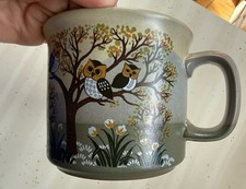 Vintage Otagiri Owl Family Tree Stoneware Mug Japan 1970s MCM Woodland picture