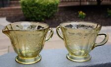 Federal Madrid Amber Depression Glass Vintage Creamer & Open Sugar Bowl picture