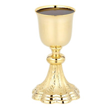 Grapes and Wheat Engraved CHALICE gold plated Sudbury Brass Communion Eucharist picture