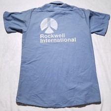 Vintage Rockwell International Employee Shirt M Patch Rocket Aerospace Uniform picture