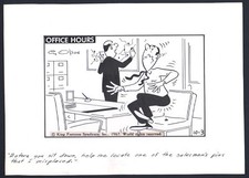 1967 Office Space Cy Olson Original Gag Panel Comic Strip Art Cartoon SIGNED picture