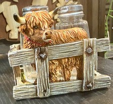 Highland Cow Salt and Pepper Shaker Cute Behind A Fence 4x7 Kitchen Serving Item picture