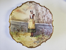 Antique Limoges Flambeau Hand Painted Artist Signed Charger Plate Henrios picture