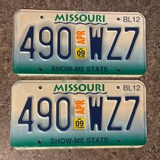 2009 Missouri License Plate Pair Truck # 490 WZ7 picture