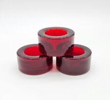 3pc Valentine Ruby Red Rounded Shape Glass Tea Light Candle Holders picture