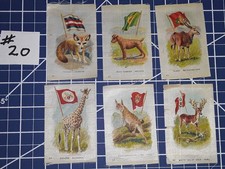 c1912 Lot of 6 Diff National Animals with Flags Tobacco Co #20 SC1 Silks Canada picture