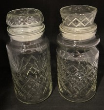 Set of 2 Planters Mr. Peanut Diamond Pattern Jars 1983 and 1984 with Lids picture