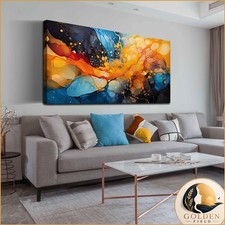 Alsingbago Large Abstract Canvas Wall Art Blue Orange Black Canvas Prints picture