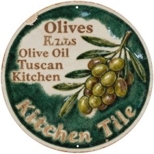Tuscan Olive Oil Retro Ceramic Round Tin Metal Signs Home Décor Plaque Wall for picture