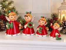 Vintage 1956 NAPCO NOEL Christmas Angels Set of 4 Red Japan 3BX2381 picture