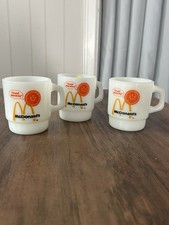 Vintage Fire King McDonald's Coffee Mug 'Good Morning' Graphic Print Lot Of 3 picture