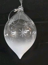 Macy's Holiday Lane Glass Ornament Clear White Drop Star picture