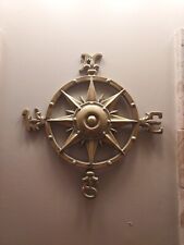 Vintage Solid Brass Star Nautical Compass Rose Directional Wall Hanging 11”  picture
