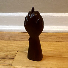 Small Carved Wood Hand Sculpture Figurine, Brown, Smooth Finish picture