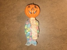 VTG E. ROSEN PLASTIC HALLOWEEN JACK-O-LANTERN 3/8 OZ CANDY CONTAINER /LABEL #2 picture