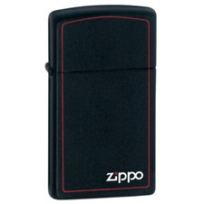Zippo Windproof Lighter Slim Black Matte with Red Border and Zippo Logo (1618ZB) picture