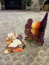 VINTAGE HALLMARK 1979-87 THANKSGIVING PILGRIMS honeycomb turkey picture