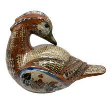 Vintage Large Duck Tonala Mexican Folk Art Pottery Signed Mallard Bird Figurine picture
