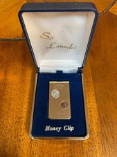 Vintage Novelty Gold Plated After Taxes Miniature Nickel Penny Money Clip NIB picture