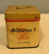 Vintage John Middleton 5 Tobacco Tin Mild & Aromatic Square Pocket Can Small picture