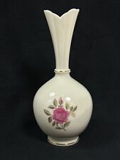Lenox China Rose 8” Bud Vase 24k Gold Trim & Leaves Made In USA picture
