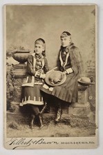 Antique Cabinet Card Photo Young Victorian Girls Long Hair Gilbert Philadelphia  picture