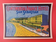 Vintage Original Continental Palace Luggage Label San Sebastian Spain picture