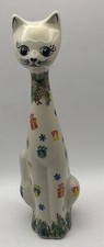 Kalich Cat Figurine Polish Pottery Handpainted Christmas 10”￼ picture