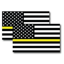 Thin Yellow Line American Flag Magnet Decal 3x5 Inches Automotive Magnet 2 Pack picture