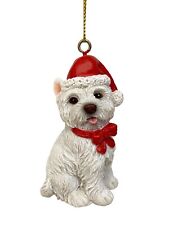 Westie Dog White West Highland Terrier Christmas  Ornament  New Red Santa Hat picture