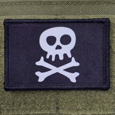 Skull Crossbones Patch Warning Moral Tactical Meme Materials Hook & Loop 3x2 picture