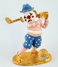 Vtg Spoontiques Pewter Sad Clown Golfer Figurine Enamel Gold Tone Golf Miniature picture