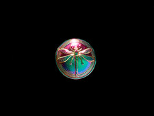 32mm Czech Glass Button Black With Rainbow AB And Metal Shank picture