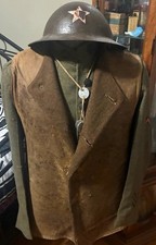 WW1 US NAMED 2nd division,17th field artillery uniform,helmet and leather jerkin picture