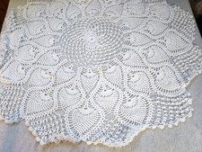 Vintage Hand Crocheted & Knotted Pineapple Tabletopper, White picture