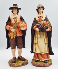 Set of VTG Thanksgiving or Seasonal Autumn Harvest Pilgrim Tabletop Figurines picture