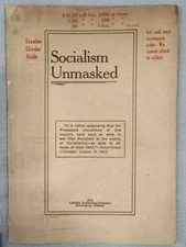 SOCIALISM UNMASKED VTG Booklet RARE Huntington, IN 1912 Catholic Publishing Co. picture