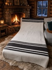 100% Natural Wool Blanket - Dark Brown Stripes Purple Stripe Throw - 72.8 × 92.5 picture