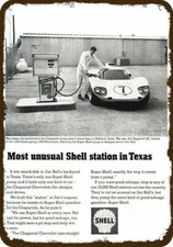 1966 Jim Hall Chaparral D2 Race Car & Shell Gas DECORATIVE REPLICE METAL SIGN picture
