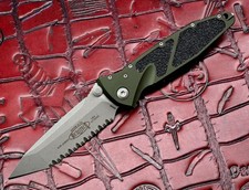 Microtech Socom Elite Woodlands Green Apocalyptic Serrated M390 161‑12APWL picture