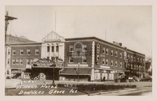 c1941 Tivoli Theater & Hotel Downers Grove IL Town View RPPC Postcard COPY picture
