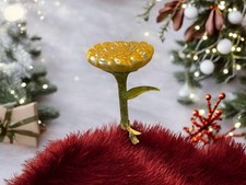Long Stem Yellow Free:-Blown Molded Flower Ornament w/Clip by Luna Moth - Poland picture