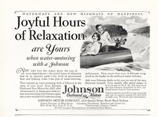 1927 Johnson Overboard Motors: Joyful Hours of Relaxation Vintage Print Ad picture