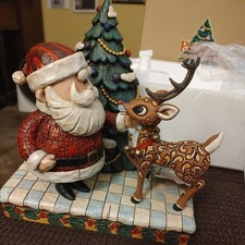 2007 Jim Shore Enesco Traditions Rudolph and Santa with Christmas Tree in box  picture