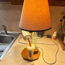 Coca-Cola Soda Theme Bottle Table Lamp w/ Shade and Wood Base picture
