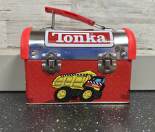 Vintage 2000 Tonka Trucks Red Silver Metal Lunch Box Pail Tin Rare HTF New A1* picture