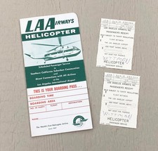 Vtg 60s 1965 LA Airways Helicopter Tickets (2) and Boarding Pass Sikorsky S-61 picture