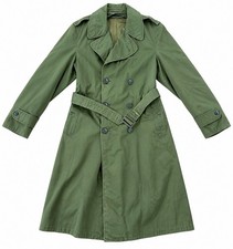 Vintage 1950’s United States Army Military Drab Green trench Coat & Liner Small picture